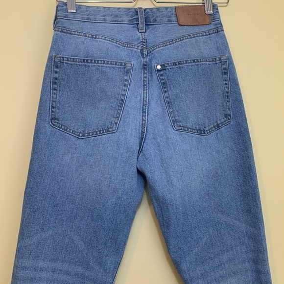 &Denim | Blue Denim Distressed Hem Studded High Waist Vintage Fit Mom Jeans 26 - Picture 13 of 16